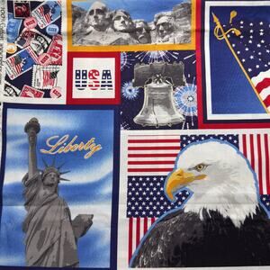 One Nation USA Patriotic Patchwork Cotton Fabric by P & B Boutique - 1/2 Yard